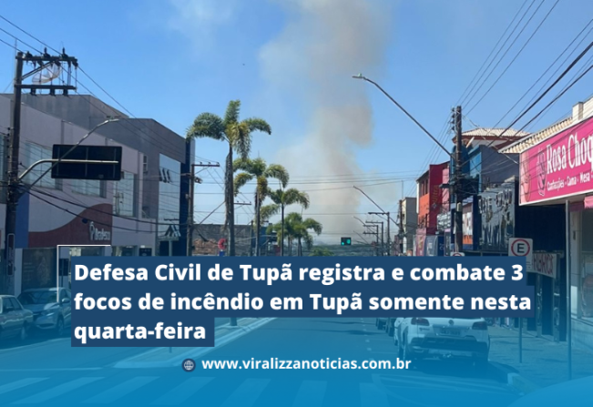 Defesa Civil de Tupã registra e combate 3 focos de incêndio em Tupã somente nesta quarta-feira 