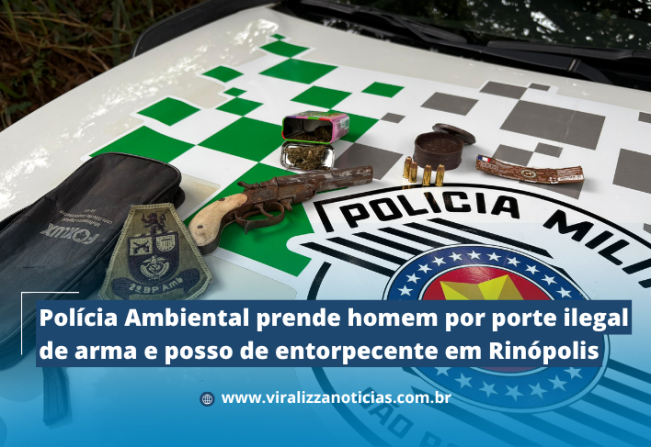 Polícia Ambiental prende homem por porte ilegal de arma e posso de entorpecente em Rinópolis